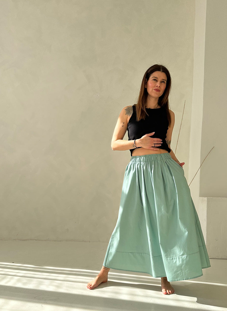 Poplin midi skirt