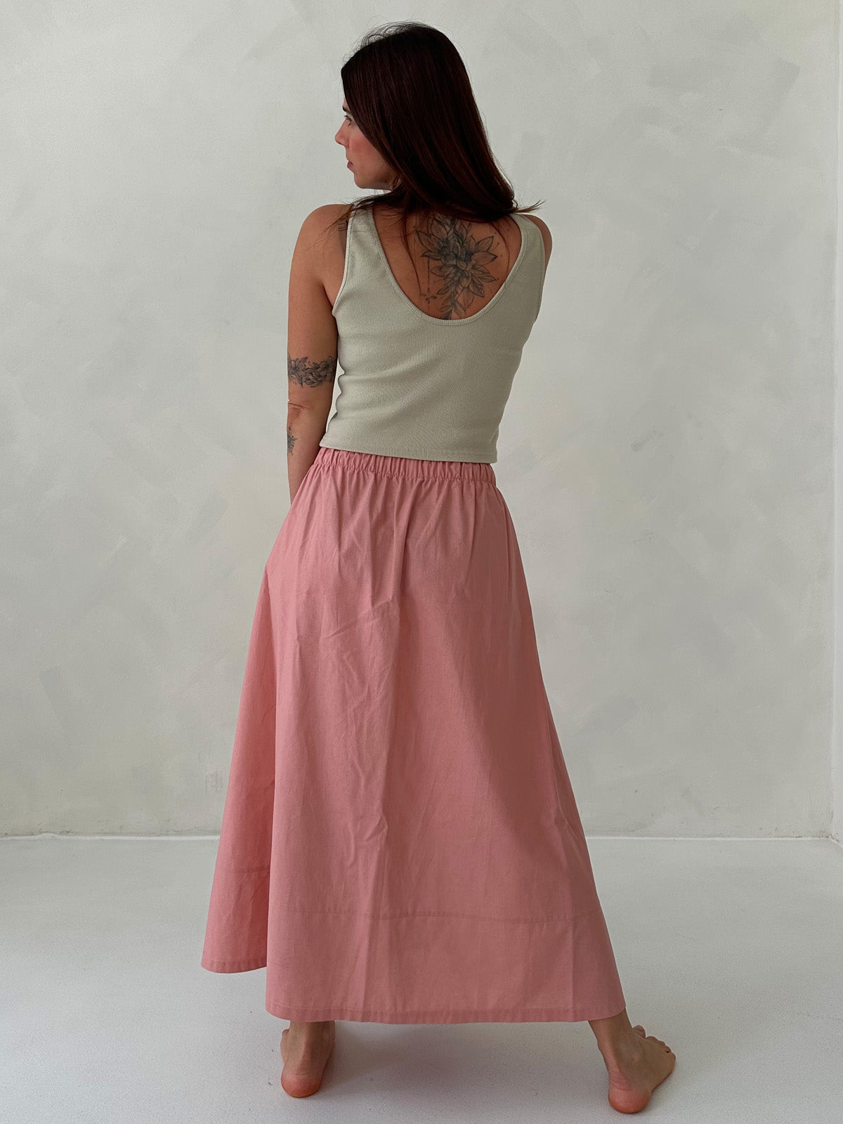 Poplin midi skirt
