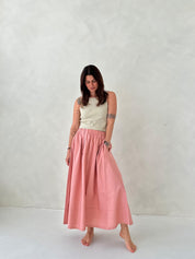 Poplin midi skirt