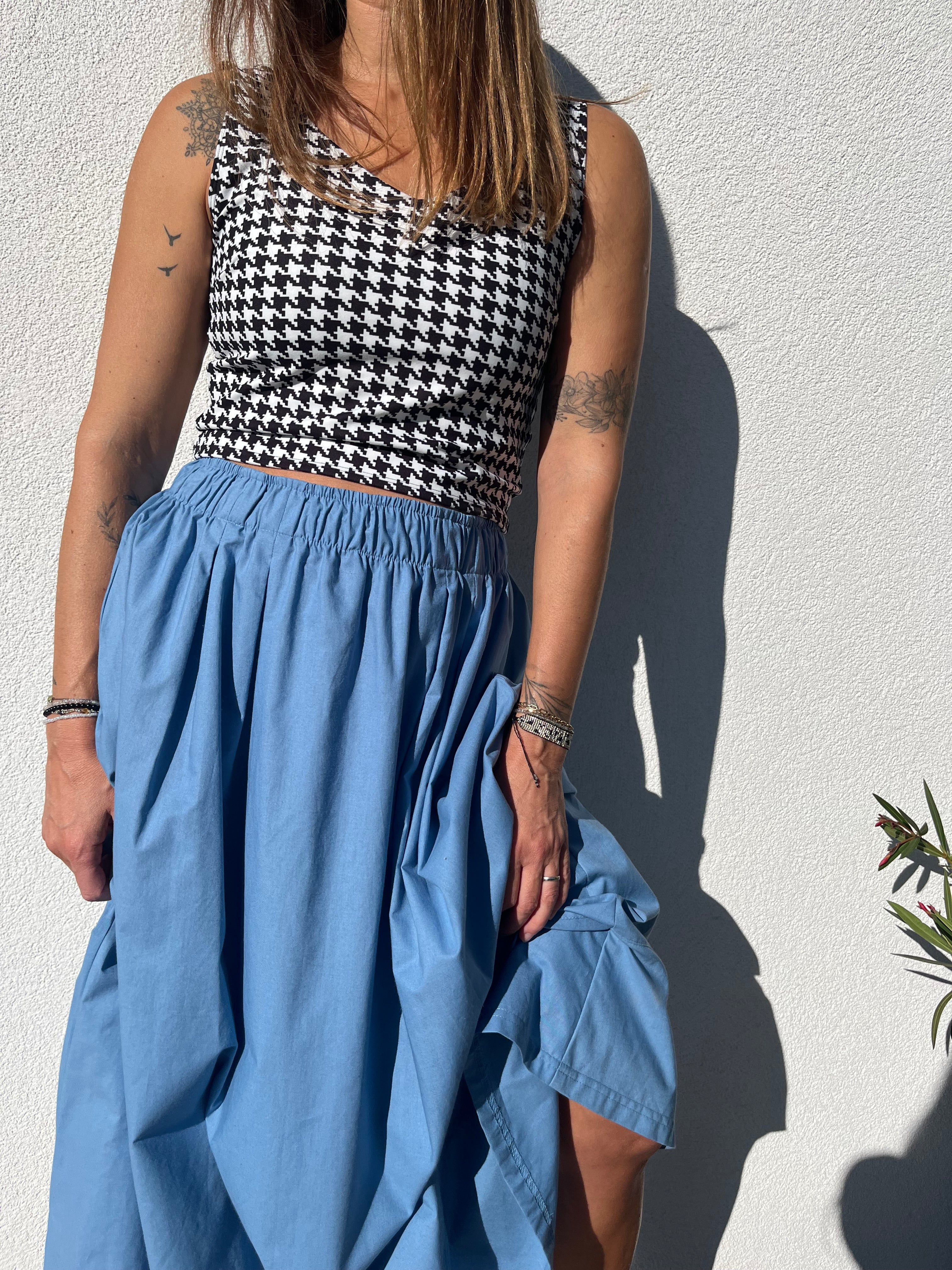 Poplin midi skirt