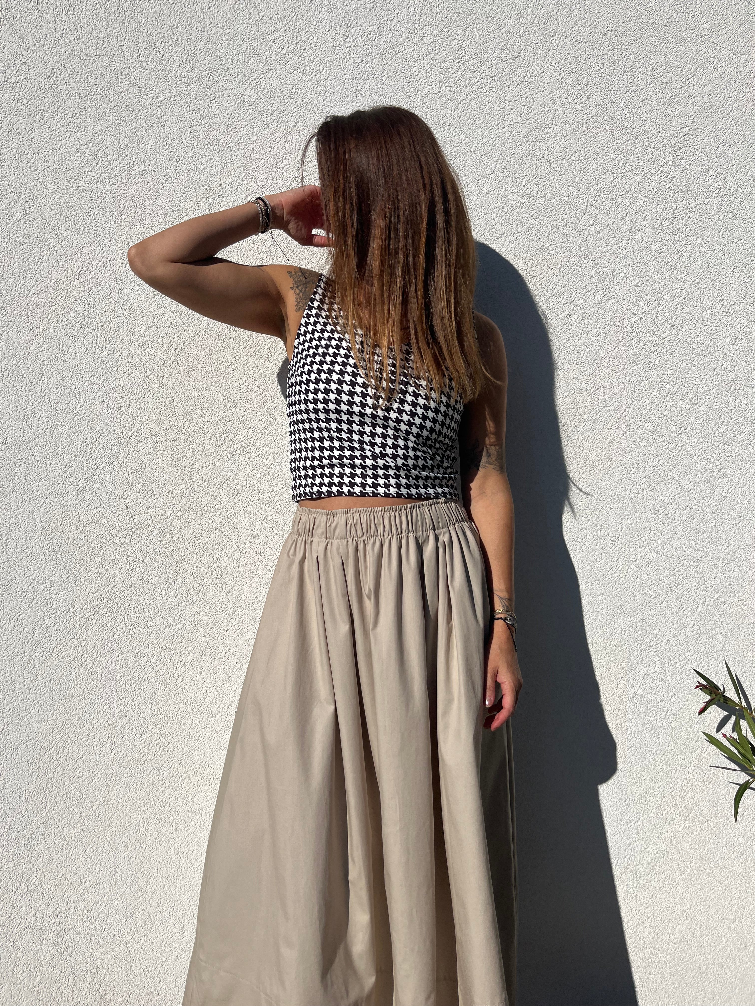 Poplin midi skirt