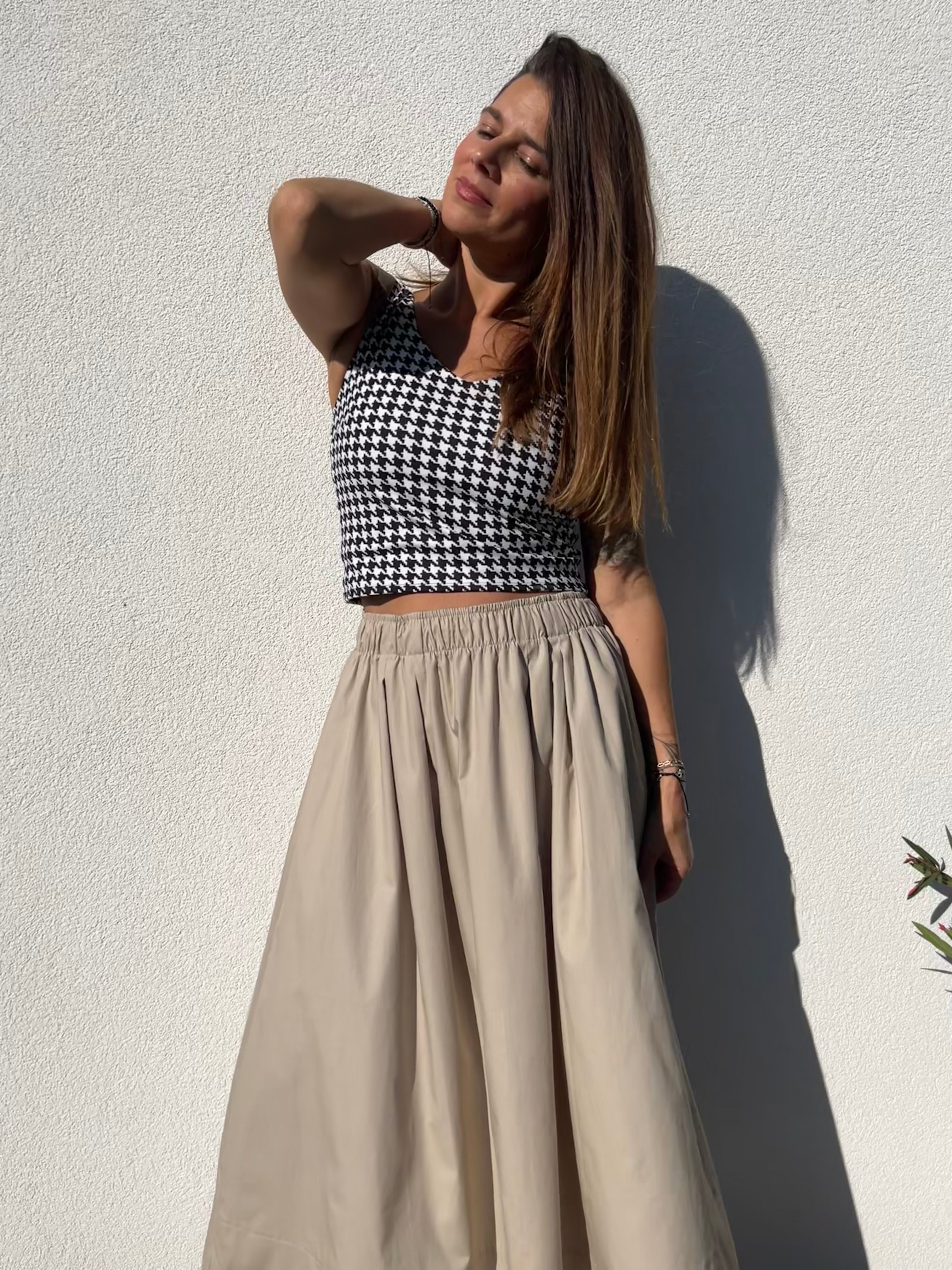 Poplin midi skirt