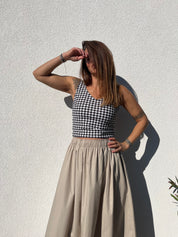 Poplin midi skirt