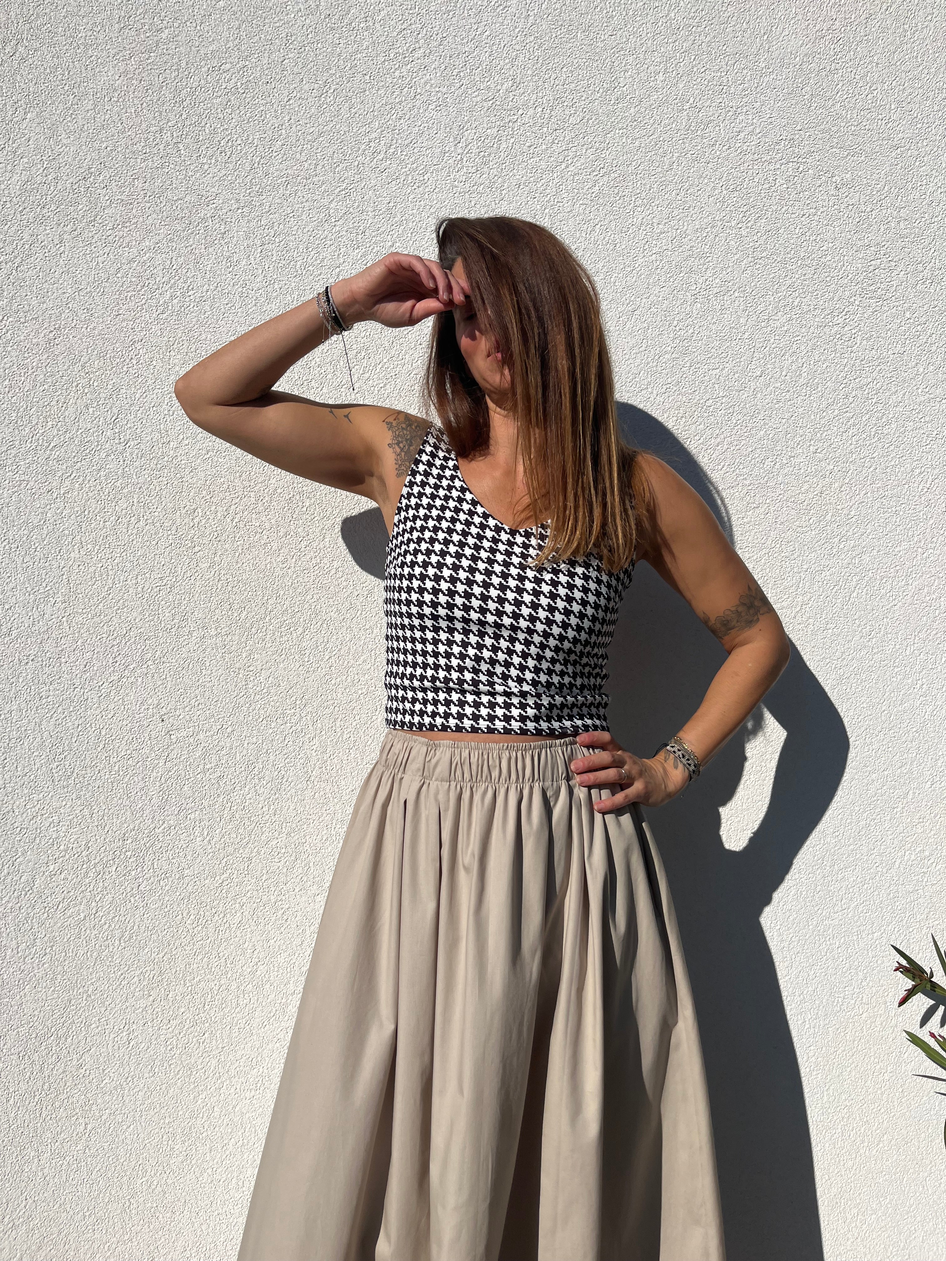 Poplin midi skirt
