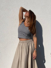 Poplin midi skirt