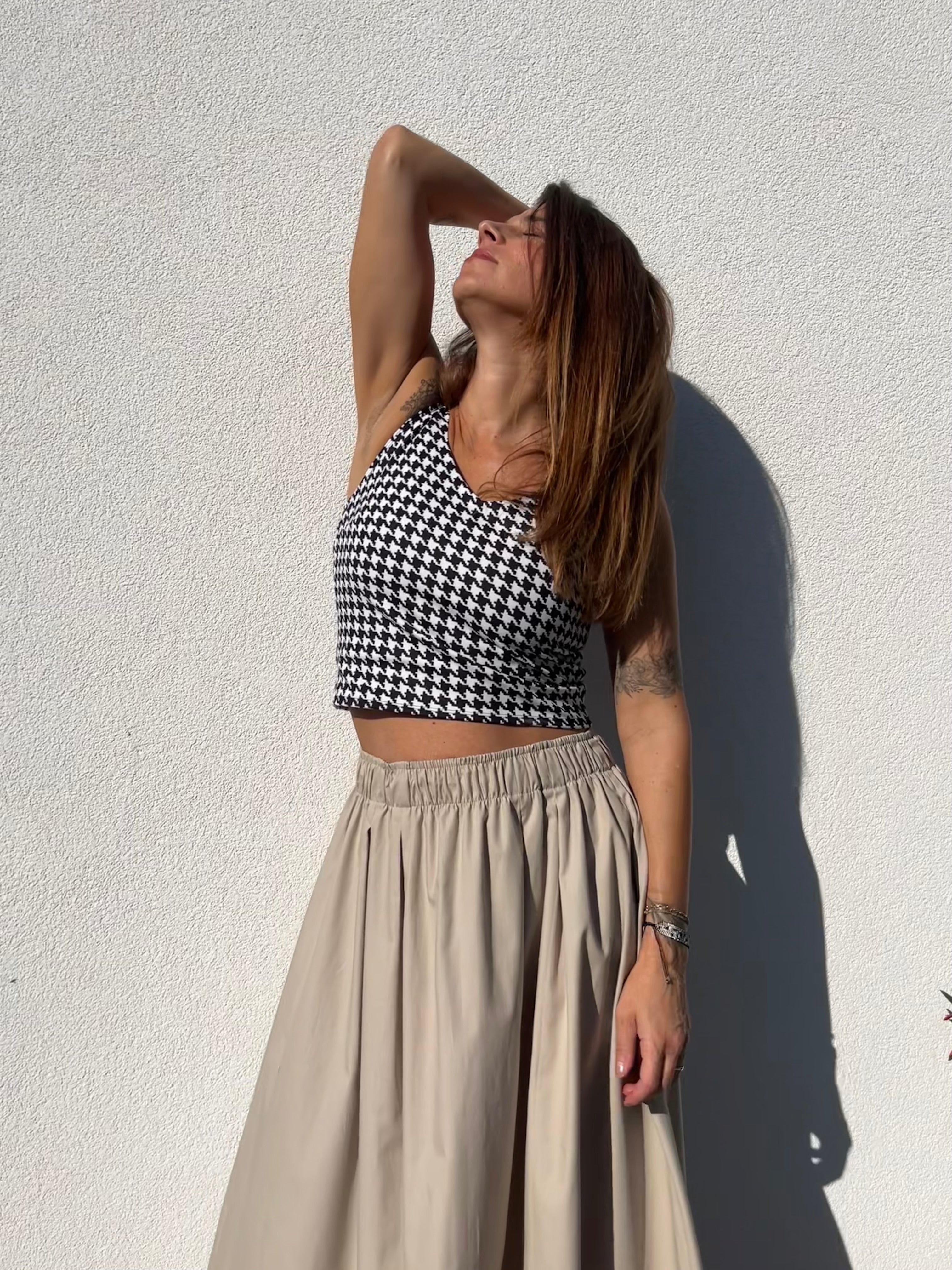 Poplin midi skirt