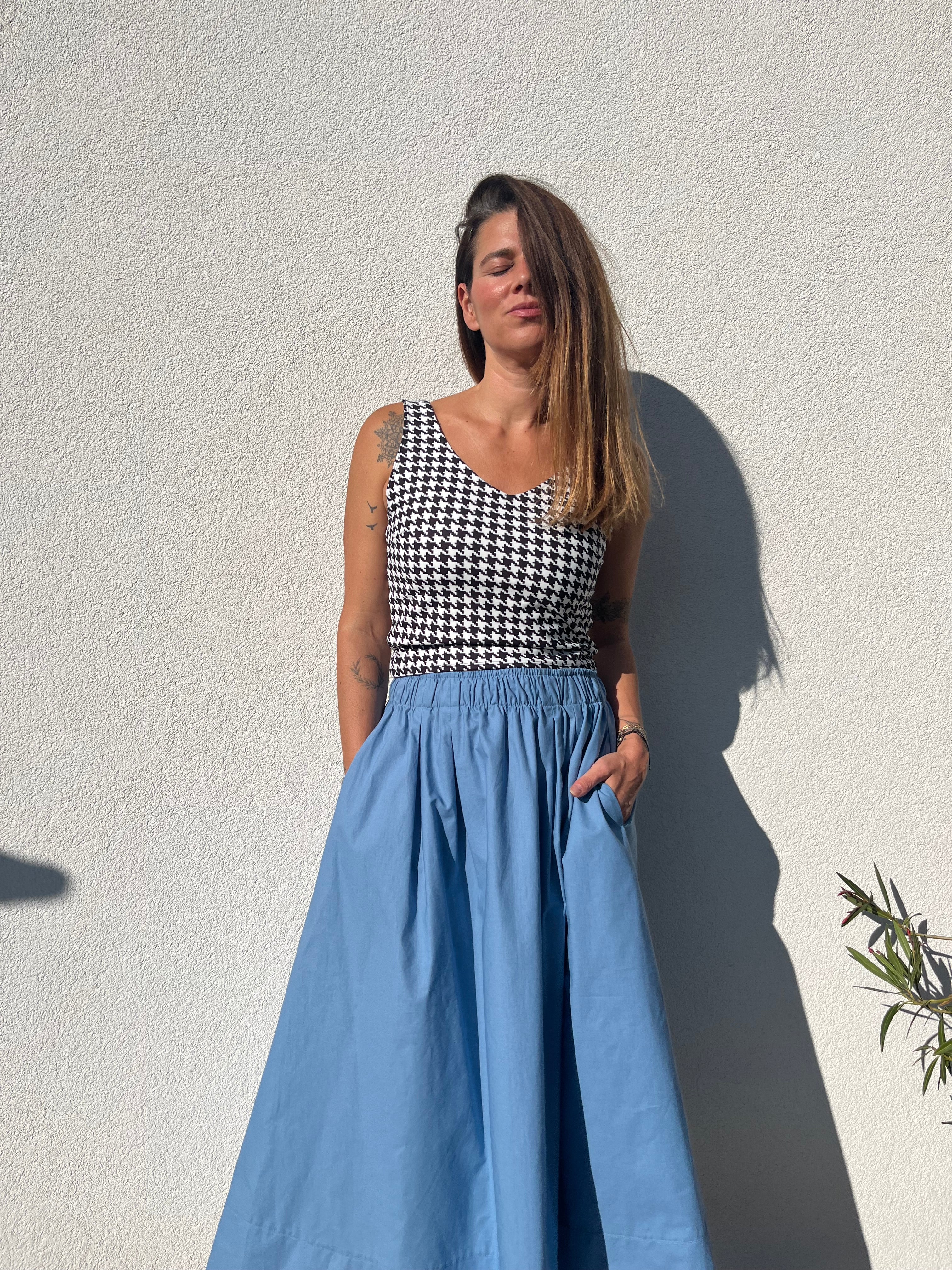 Poplin midi skirt