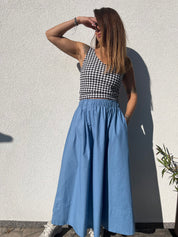 Poplin midi skirt