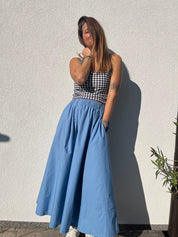 Poplin midi skirt