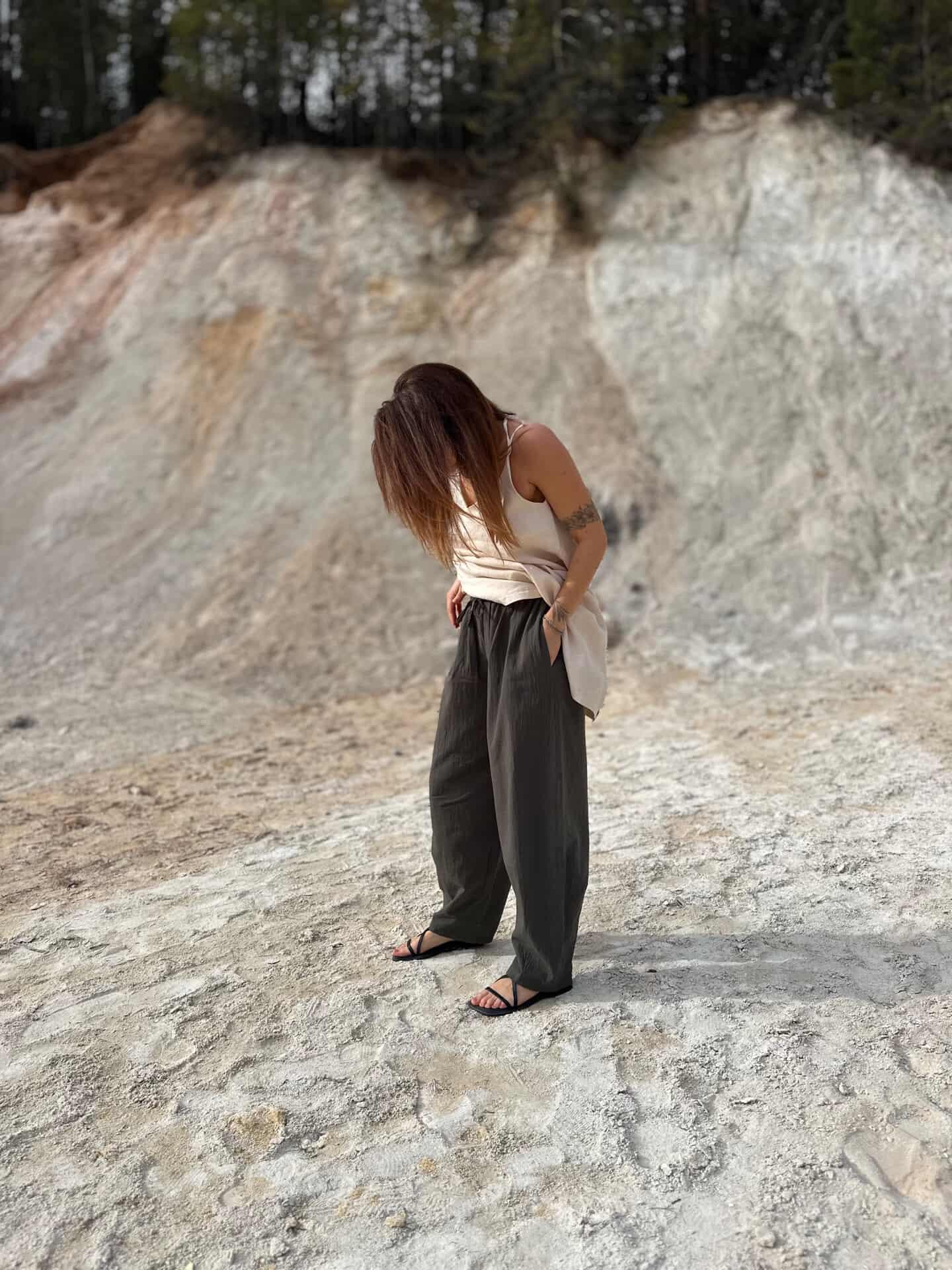 Kalhoty zúžené len s bavlnou