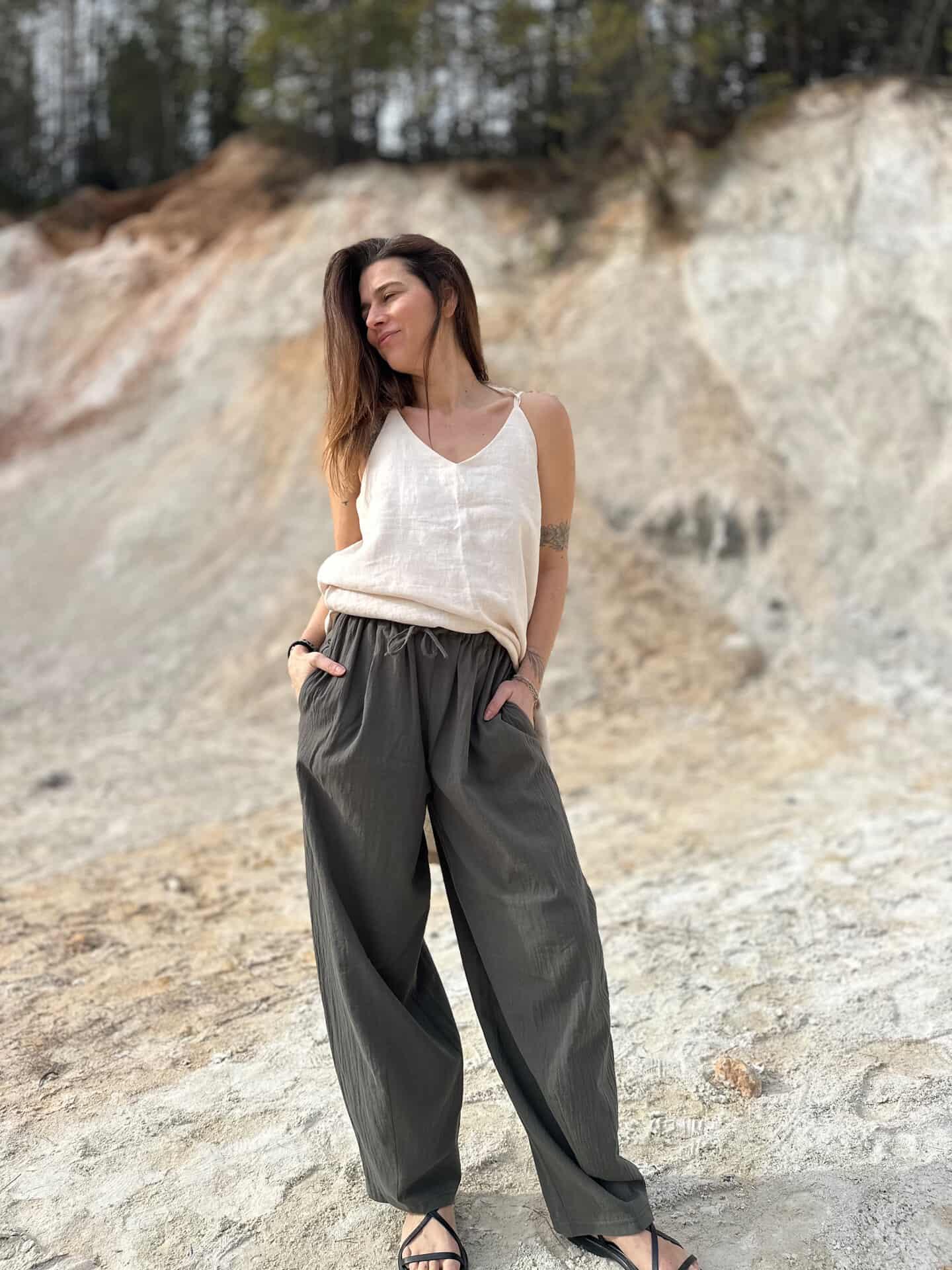 Kalhoty zúžené len s bavlnou