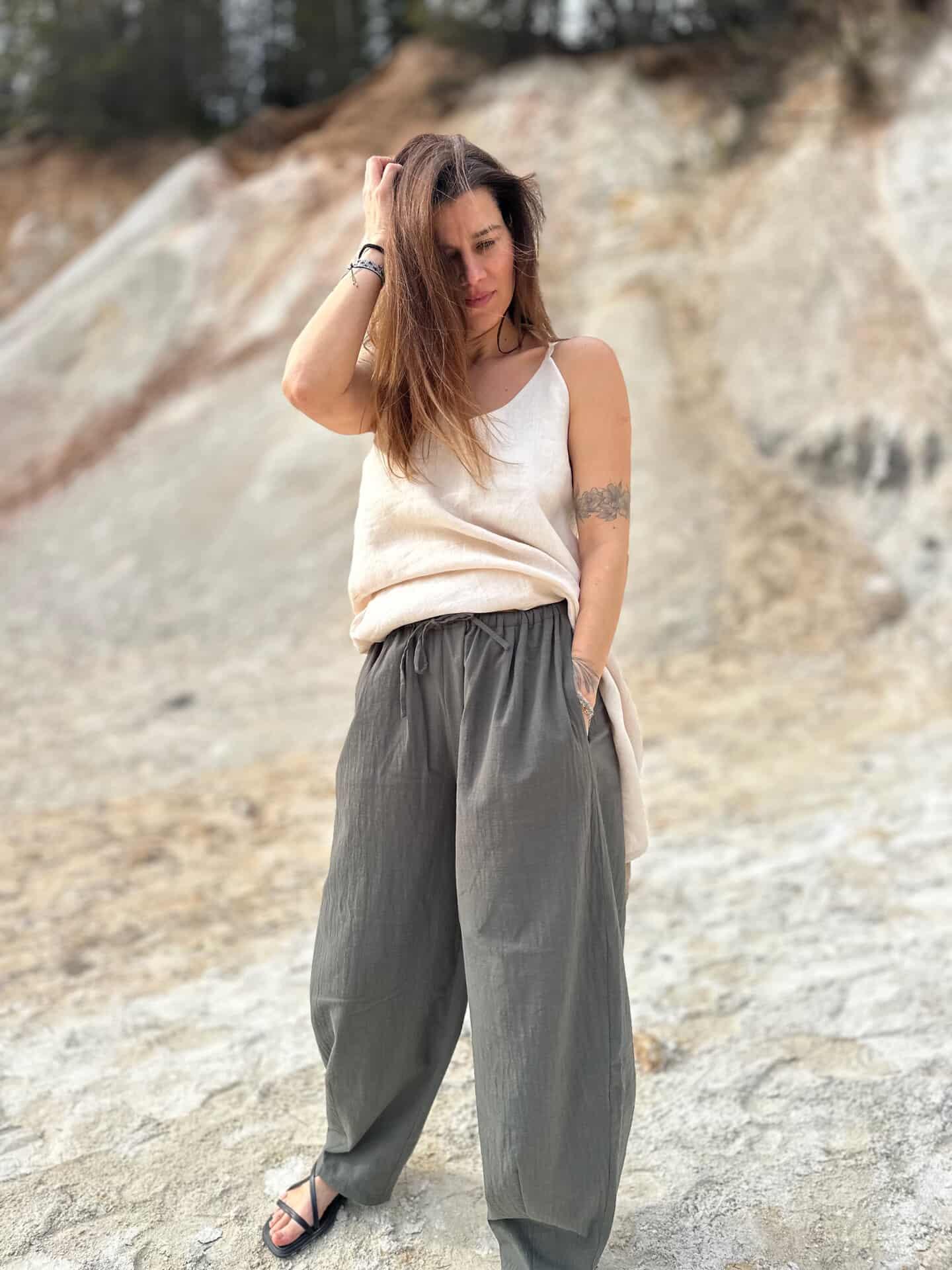 Kalhoty zúžené len s bavlnou