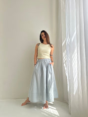 Poplin midi skirt