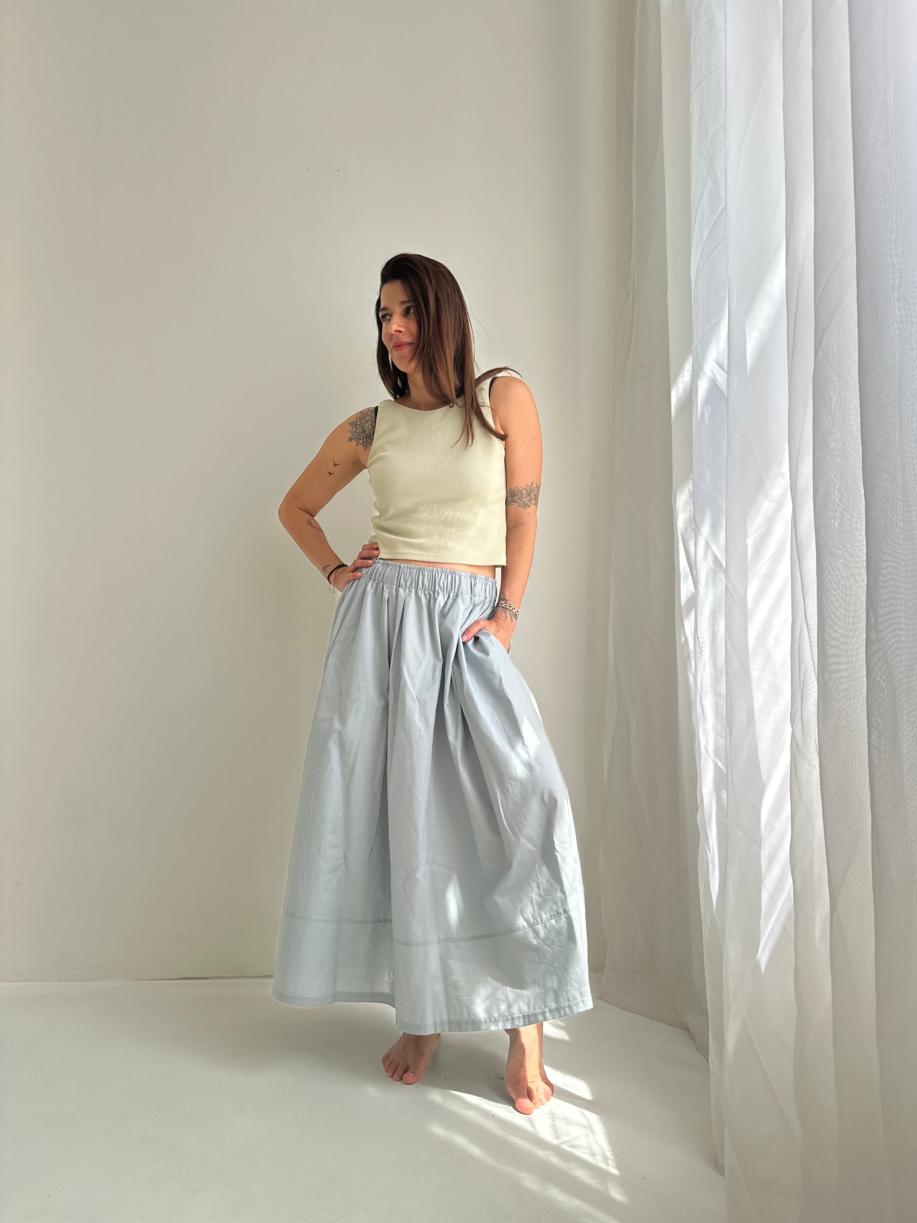 Poplin midi skirt